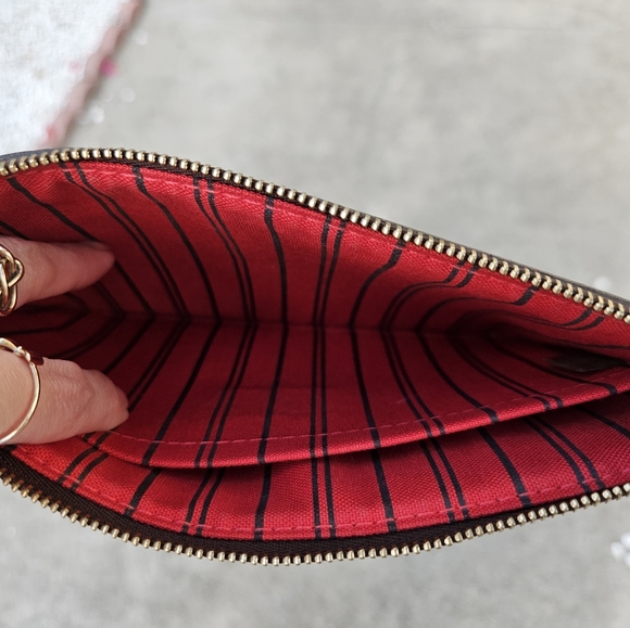 *SOLD* Damier Ebene Louis Vuitton Neverfull MM pochette wristlet clutch - Picture 8 of 10